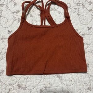 Forever 21 Ribbed Double-Strap Rust Orange Tank Top